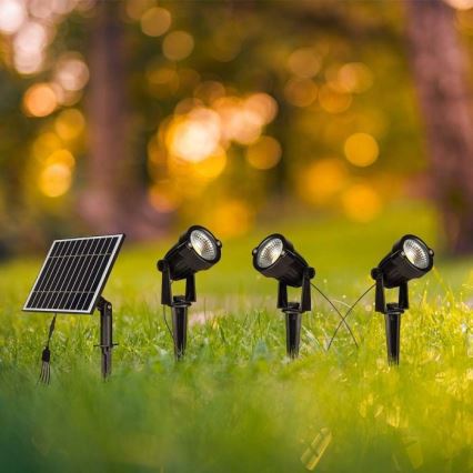 SET 3x Lámpara solar LED para exteriores 3xLED/1,2W/3,7V IP65 3000K 4000 mAh