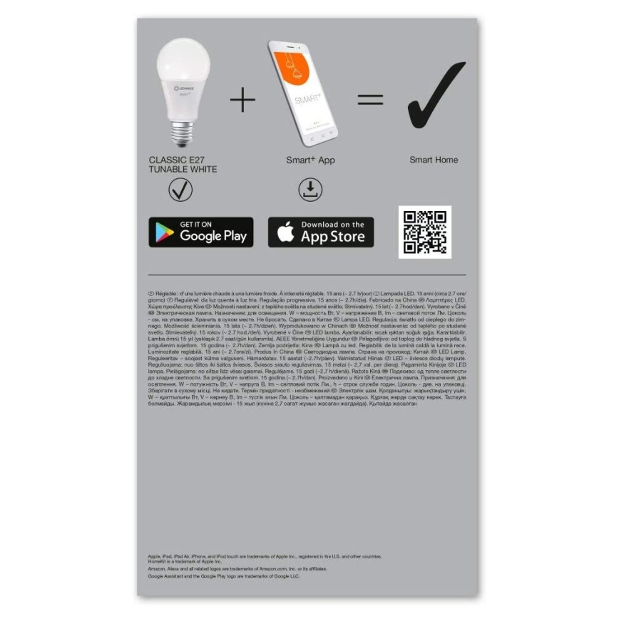SET 3x LED Bombilla regulable SMART+ E27/14W/230V 2700K-6500K Wi-Fi - Ledvance
