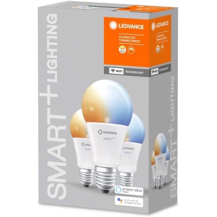 SET 3x LED Bombilla regulable SMART+ E27/9W/230V 2700K-6500K Wi-Fi - Ledvance