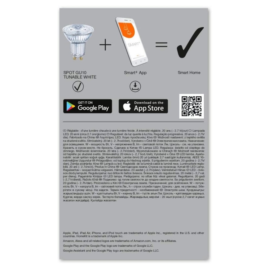 SET 3x LED Bombilla regulable SMART+ GU10/5W/230V 2700K-6500K Wi-Fi - Ledvance