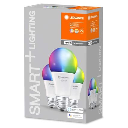 SET 3x LED RGB Bombilla regulable SMART+ E27/9,5W/230V 2700K-6500K Wi-Fi - Ledvance