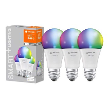 SET 3x LED RGB Bombilla regulable SMART+ E27/9,5W/230V 2700K-6500K Wi-Fi - Ledvance