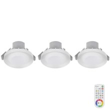 SET 3x LED RGB Lámpara empotrable regulable para el baño ARGON LED/7,3W/230V IP44 + control remoto