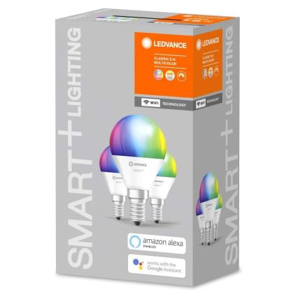 SET 3x LED RGBW Bombilla regulable SMART+ E14/5W/230V 2700K-6500K Wi-Fi - Ledvance