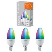 SET 3x LED RGBW Bombilla regulable SMART+ E14/5W/230V 2700K-6500K Wi-Fi - Ledvance