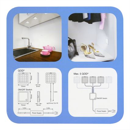 SET 3x Luz LED mueble de cocina QOD LED/3,5W/230V 3000K - Osram