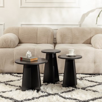 SET 3x Mesa auxiliar LUME diá. 28/33/43 cm negro
