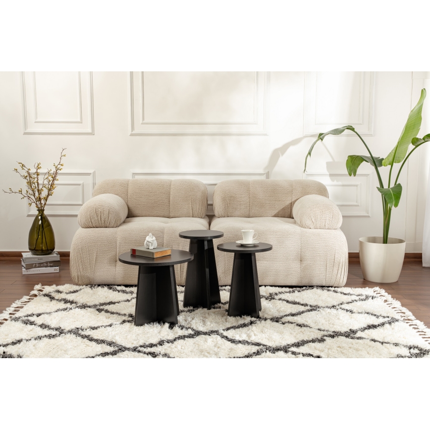 SET 3x Mesa auxiliar LUME diá. 28/33/43 cm negro