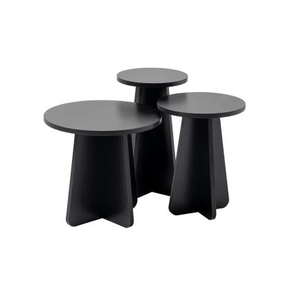 SET 3x Mesa auxiliar LUME diá. 28/33/43 cm negro