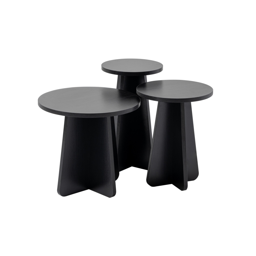 SET 3x Mesa auxiliar LUME diá. 28/33/43 cm negro