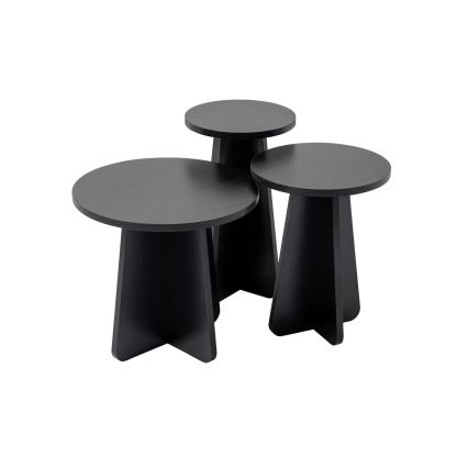 SET 3x Mesa auxiliar LUME diá. 28/33/43 cm negro