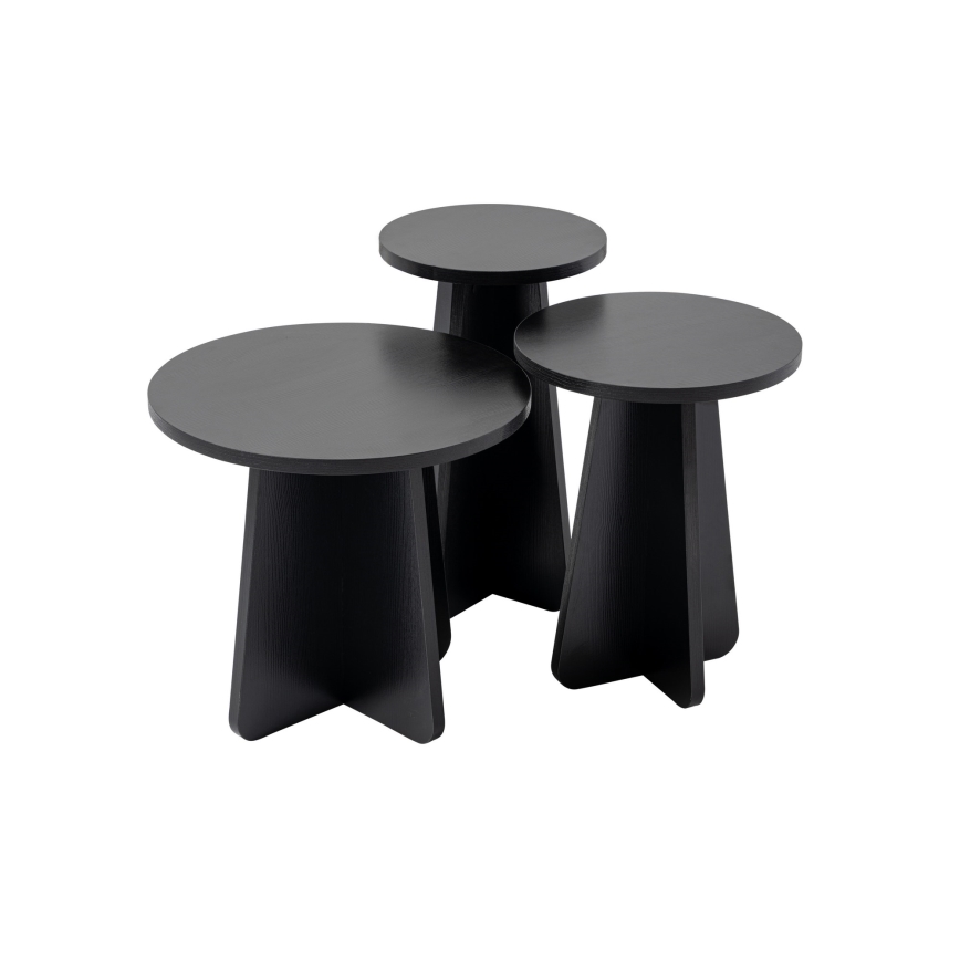 SET 3x Mesa auxiliar LUME diá. 28/33/43 cm negro