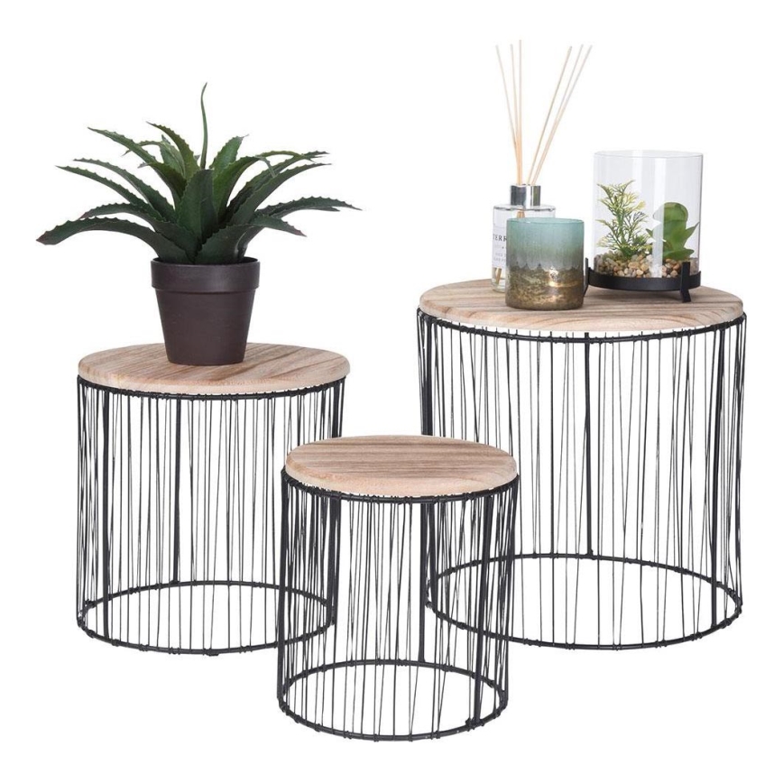 SET 3x Soporte para flores diá. 19/23/28 cm negro/beige