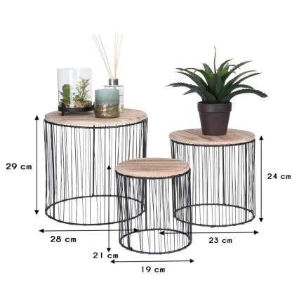 SET 3x Soporte para flores diá. 19/23/28 cm negro/beige
