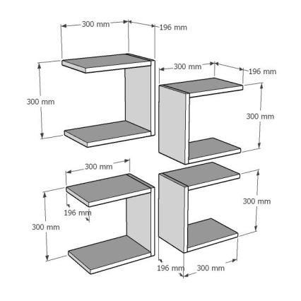 SET 4x Estantería de pared BASE 30x30 cm blanco