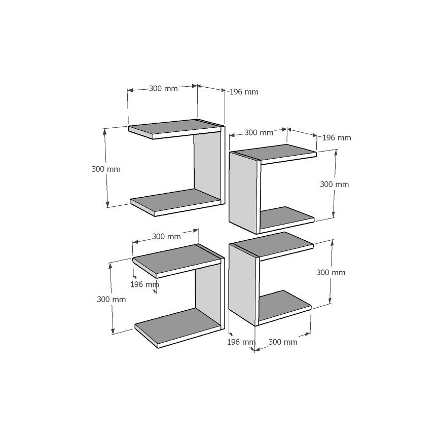 SET 4x Estantería de pared BASE 30x30 cm blanco