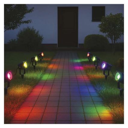 SET 4x Lámpara LED RGBIC regulable para exterior LED/7W/230V 3000-6500K IP65 Wi-Fi Tuya