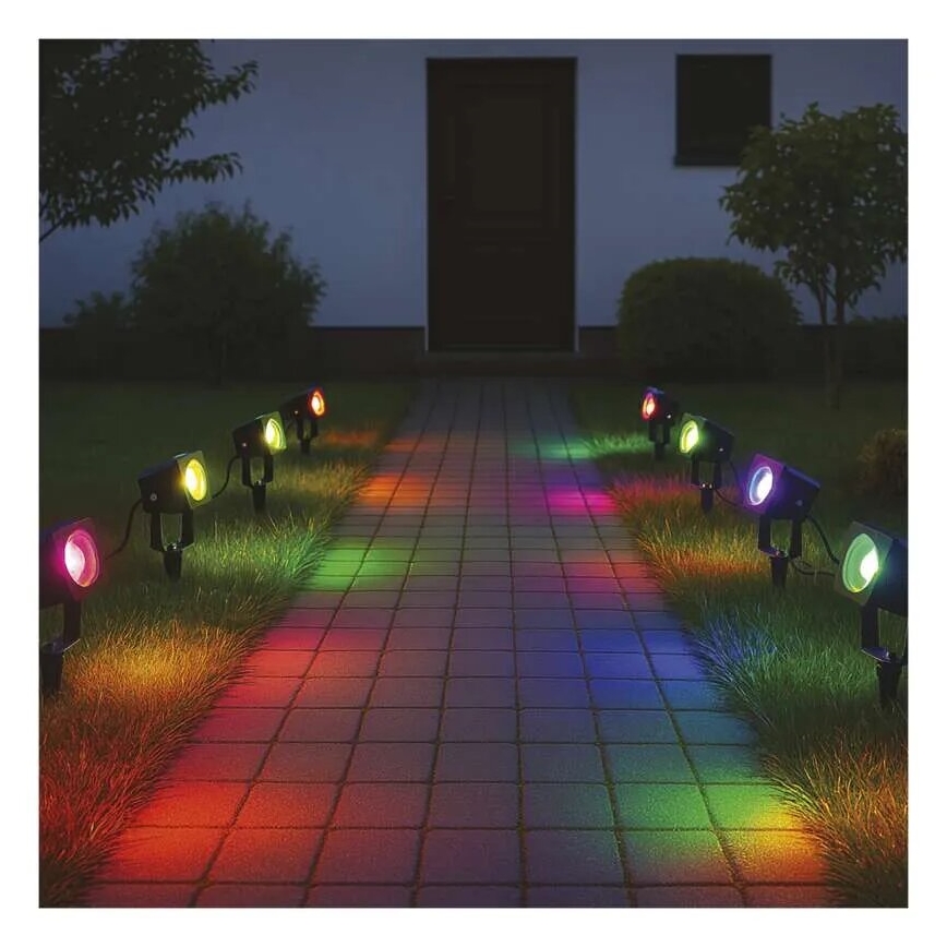 SET 4x Lámpara LED RGBIC regulable para exterior LED/7W/230V 3000-6500K IP65 Wi-Fi Tuya