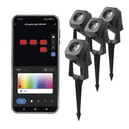 SET 4x Lámpara LED RGBIC regulable para exterior LED/7W/230V 3000-6500K IP65 Wi-Fi Tuya