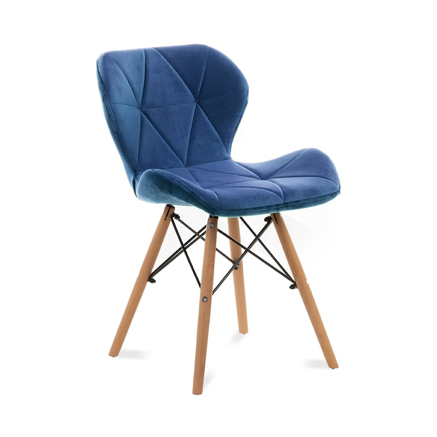 SET 4x Silla de comedor TRIGO 74x48 cm azul oscuro/haya