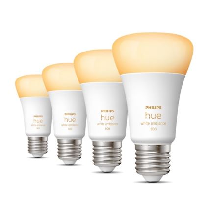 SET 4xLED Bombilla regulable Philips Hue WHITE AMBIANCE E27/6W/230V 2200-6500K