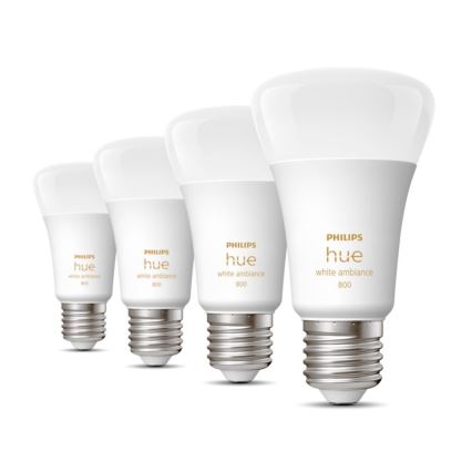 SET 4xLED Bombilla regulable Philips Hue WHITE AMBIANCE E27/6W/230V 2200-6500K