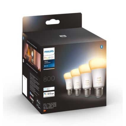 SET 4xLED Bombilla regulable Philips Hue WHITE AMBIANCE E27/6W/230V 2200-6500K