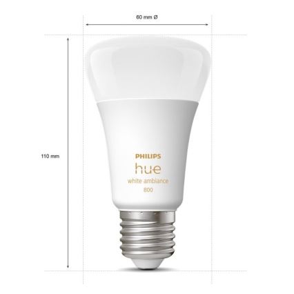 SET 4xLED Bombilla regulable Philips Hue WHITE AMBIANCE E27/6W/230V 2200-6500K