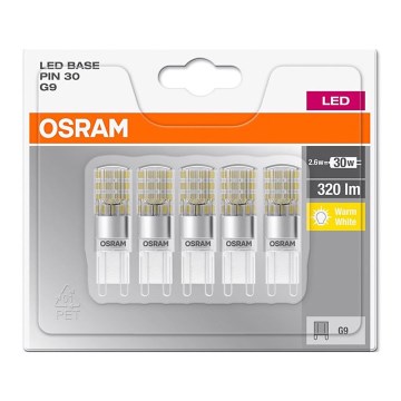 SET 5x Bombilla LED PIN G9/2,6W/230V 2700K - Osram