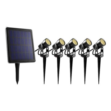 SET 5x Lámpara LED de exterior con panel sol. LED/4000 mAh IP44