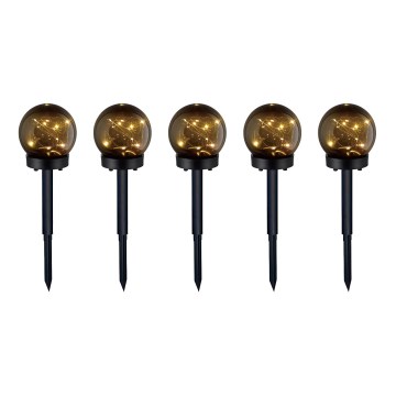 SET 5x Lámpara solar LED 5xLED/0,12W/1,2V 3000K IP44 negro
