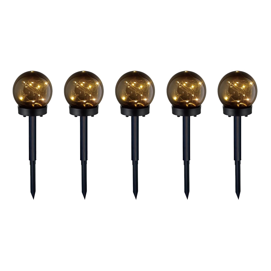 SET 5x Lámpara solar LED 5xLED/0,12W/1,2V 3000K IP44 negro