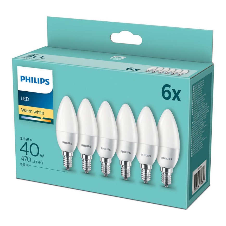 SET 6x Bombilla LED Philips E14/5,5W/230V 2700K