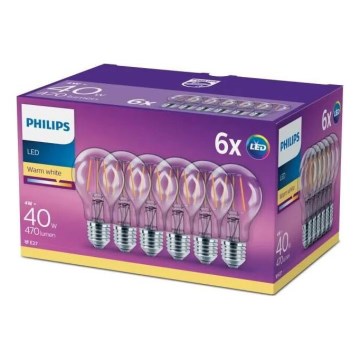 SET 6x Bombilla LED VINTAGE Philips E27/4W/230V 2700K