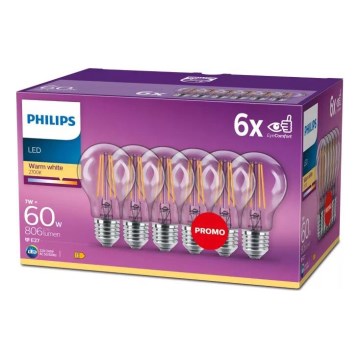 SET 6x Bombilla LED VINTAGE Philips E27/7W/230V 2700K