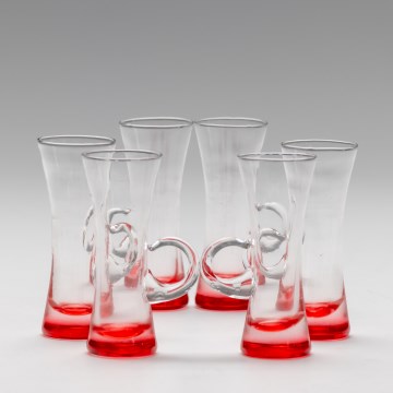 Set 6x copa de licor con asa rojo