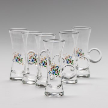 Set 6x copa de licor con asa transparente con motivo de ramo de flores n° 2