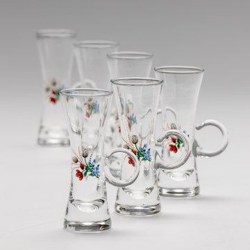Set 6x copa de licor con asa transparente con motivo de ramo de flores n° 5