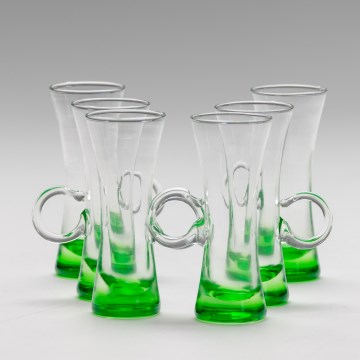 Set 6x copa de licor con asa verde