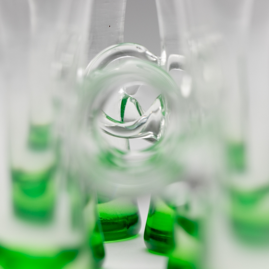 Set 6x copa de licor con asa verde