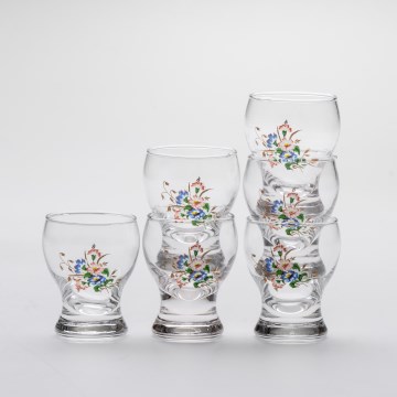 Set 6x copas de licor transparente - motivo floral n.º 3
