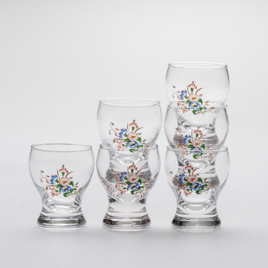 Set 6x copas de licor transparente - motivo floral n.º 3