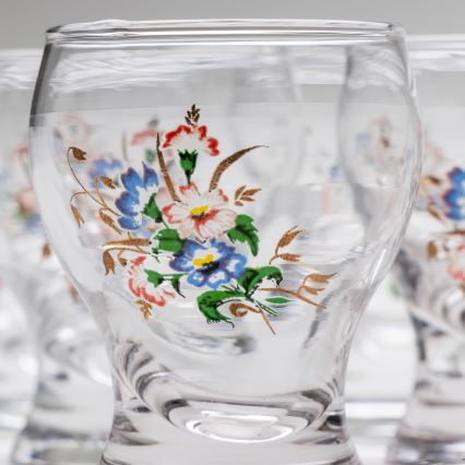 Set 6x copas de licor transparente - motivo floral n.º 3