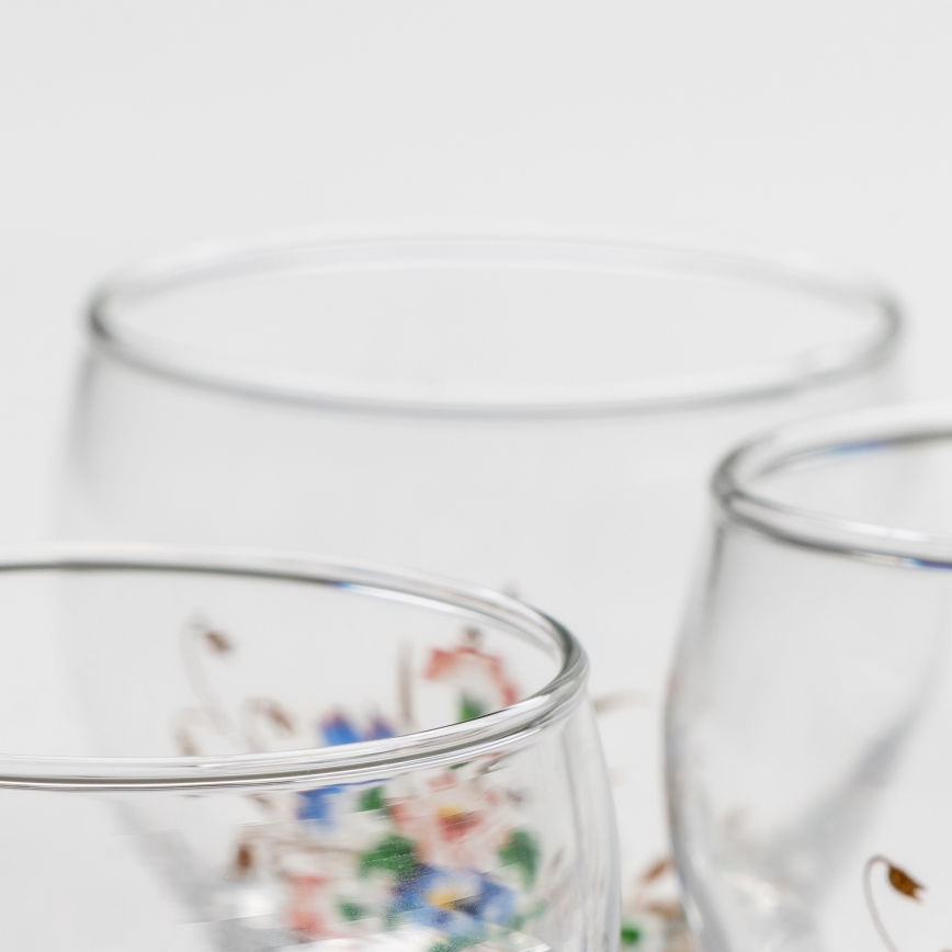 Set 6x copas de licor transparente - motivo floral n.º 3