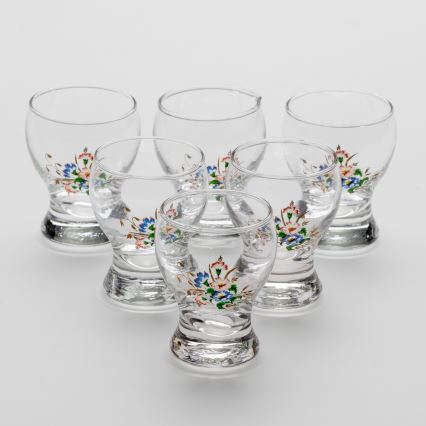 Set 6x copas de licor transparente - motivo floral n.º 3