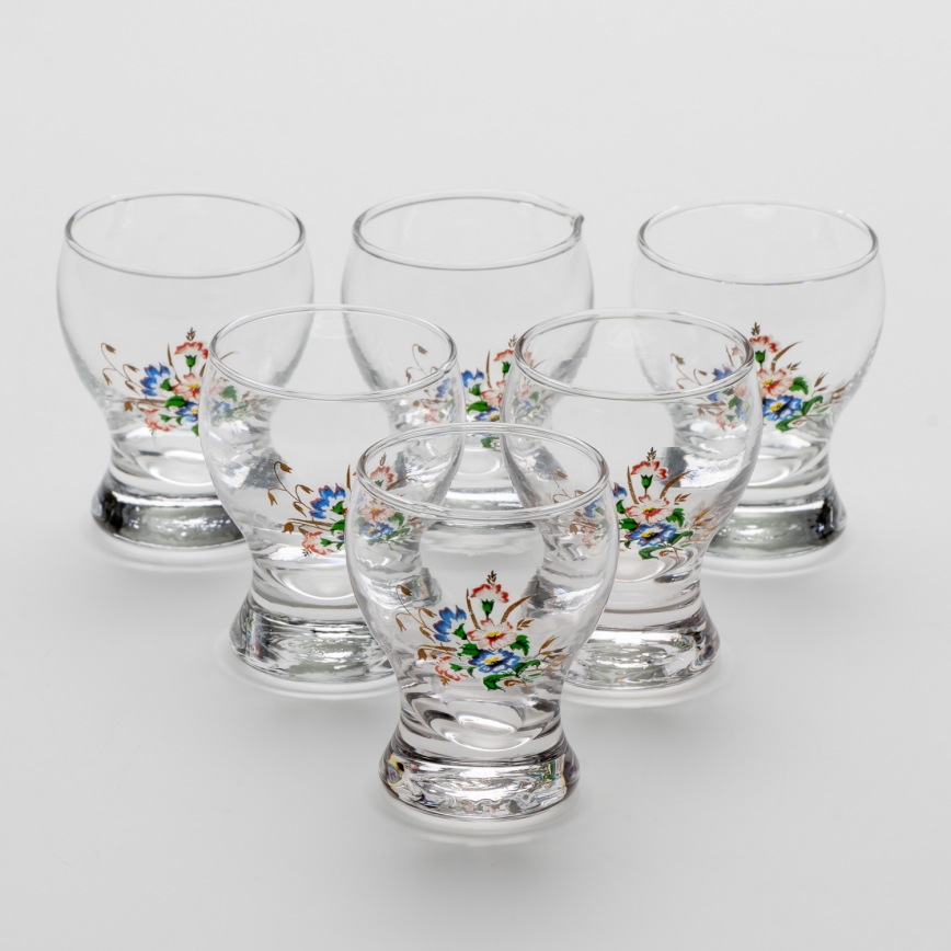 Set 6x copas de licor transparente - motivo floral n.º 3