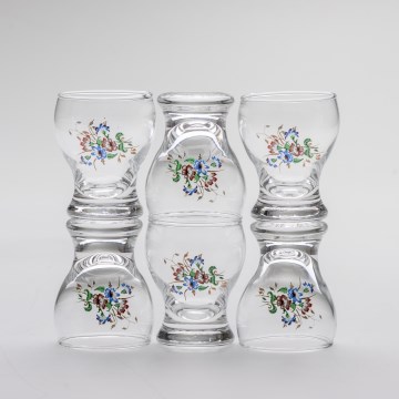 Set 6x copas de licor transparente - motivo floral n° 4