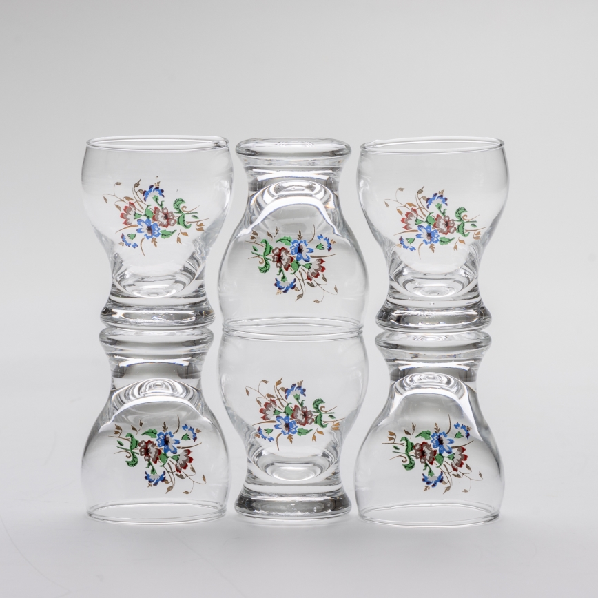 Set 6x copas de licor transparente - motivo floral n° 4