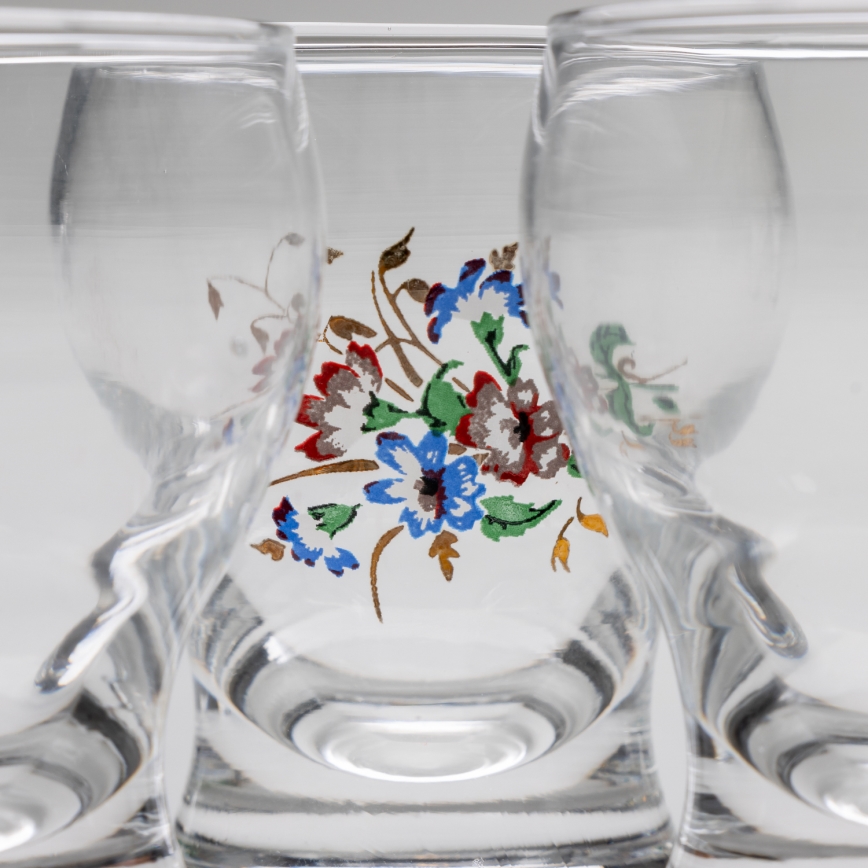 Set 6x copas de licor transparente - motivo floral n° 4