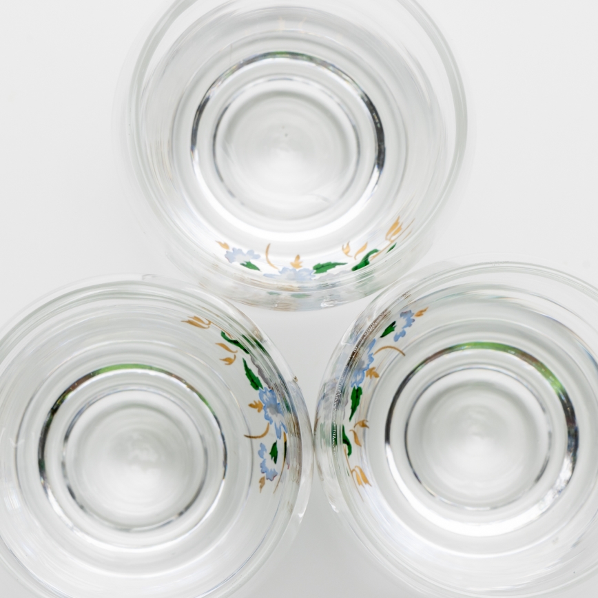Set 6x copas de licor transparente - motivo floral n° 4